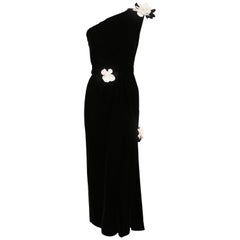 1990's Yves Saint Laurent draped black velvet gown