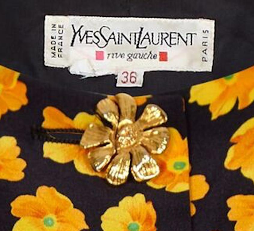 1990s Yves Saint Laurent Floral Silk Suit In Excellent Condition For Sale In London, GB