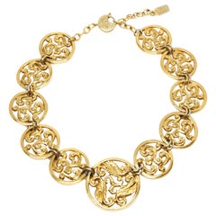 1990's YVES SAINT LAURENT gilt necklace with scroll pattern