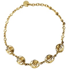 Collar rosa dorada YVES SAINT LAURENT años 90