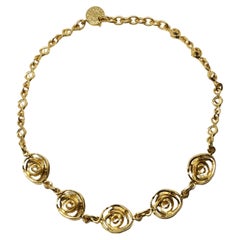 1990's YVES SAINT LAURENT gilt rose necklace
