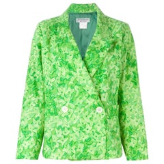 1990s Yves Saint Laurent Green Printed Blazer