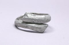 1990's Yves Saint Laurent matte silver organically shaped cuff bracelet