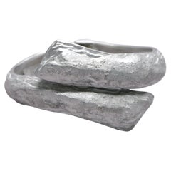 1990's Yves Saint Laurent matte silver organically shaped cuff bracelet