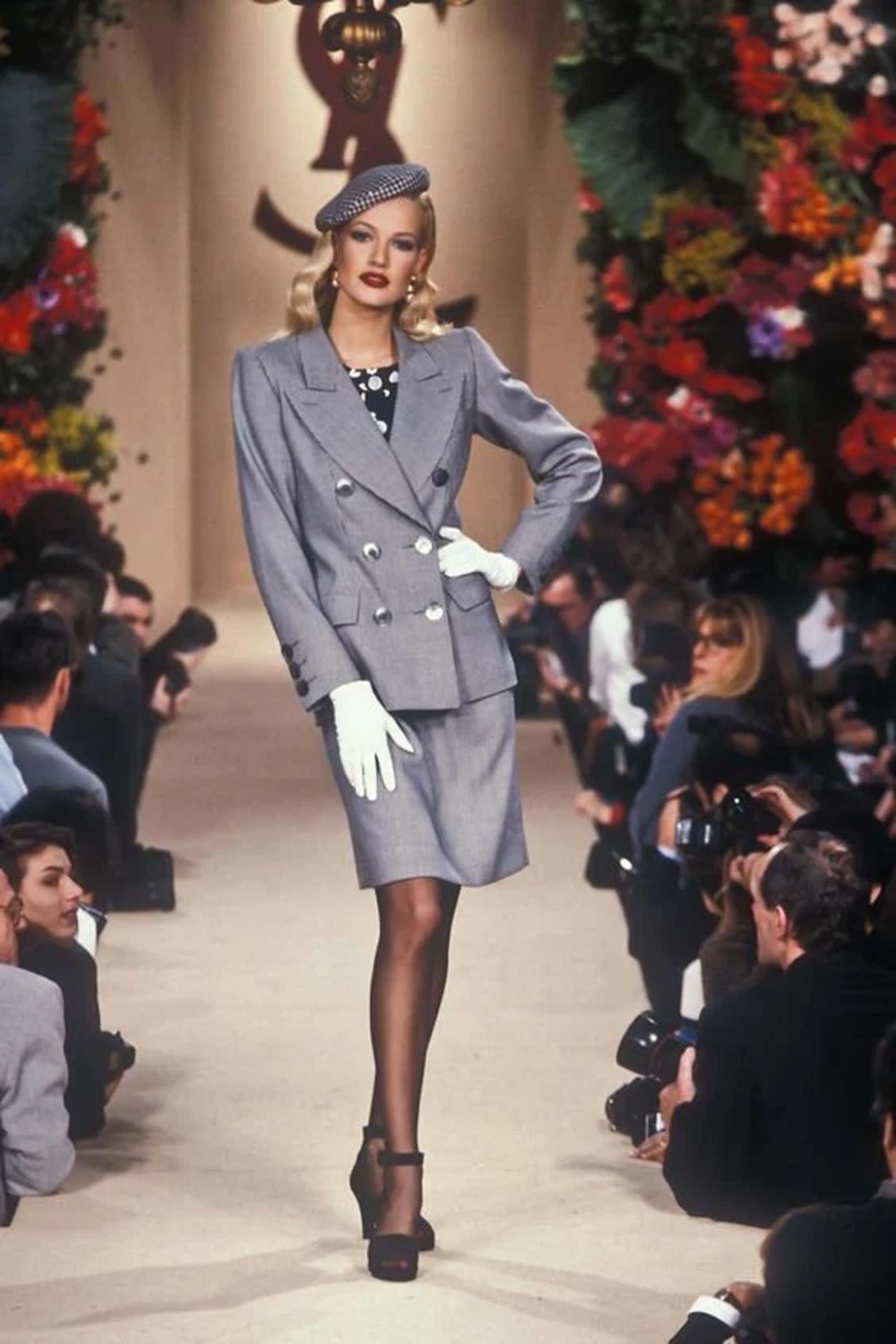 1990s Yves Saint Laurent Navy Blazer Skirt Suit For Sale 2