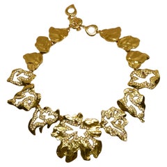 1990's YVES SAINT LAURENT oversized gilt floral necklace with rhinestones