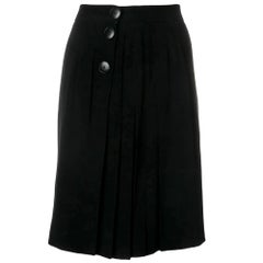 1990s  Yves Saint Laurent Pleated Black Skirt