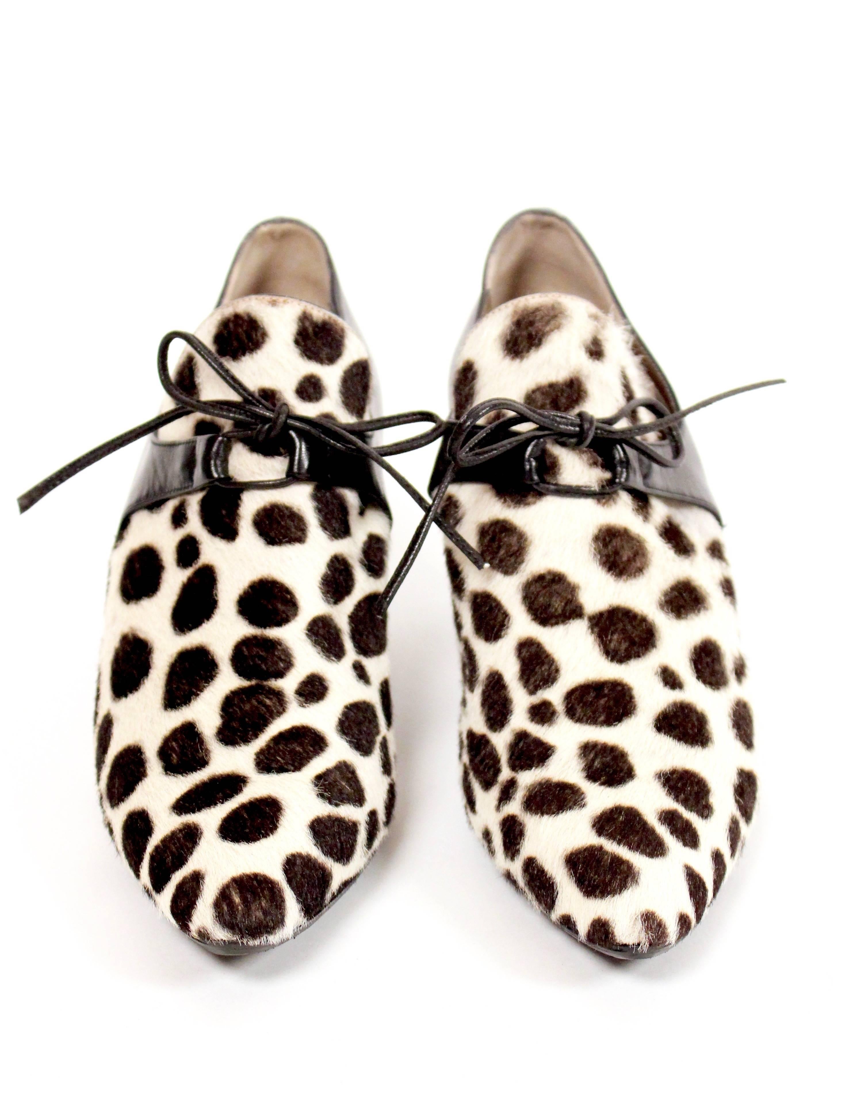 1990's YVES SAINT LAURENT pony fur and leather heels For Sale at