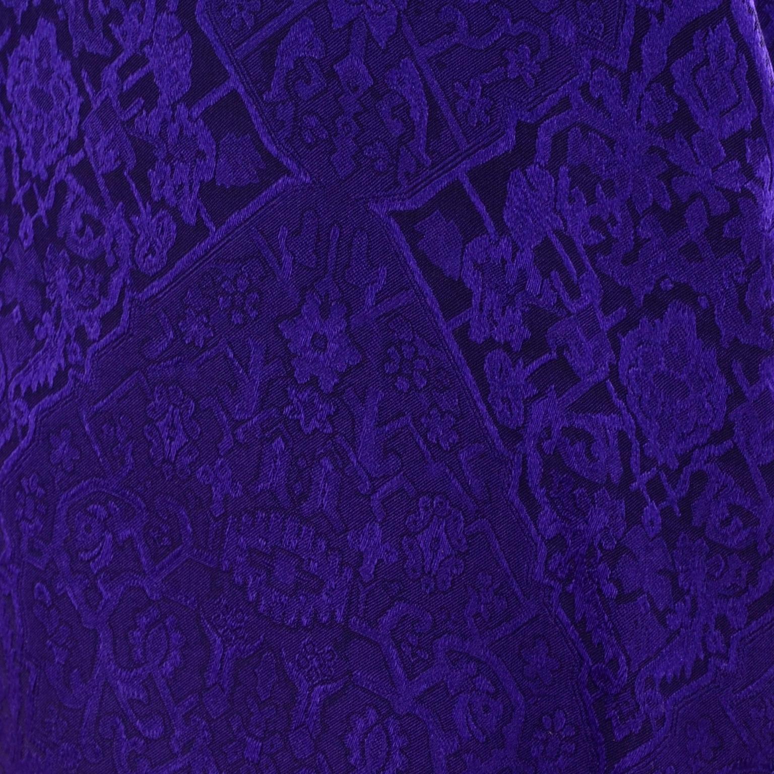 1990s Yves Saint Laurent Purple Silk Jacquard Vintage Sleeveless Top 2