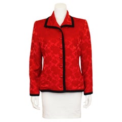 Blazer anni '90 in seta damascata rossa di Yves Saint Laurent