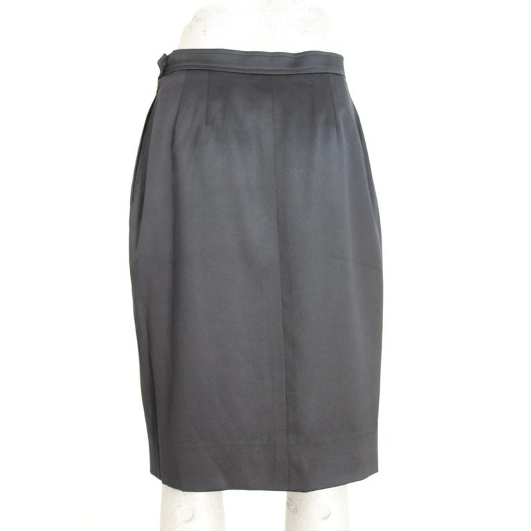 1970s Yves Saint Laurent Rive Gauche Gray Pencil Skirt with Pockets