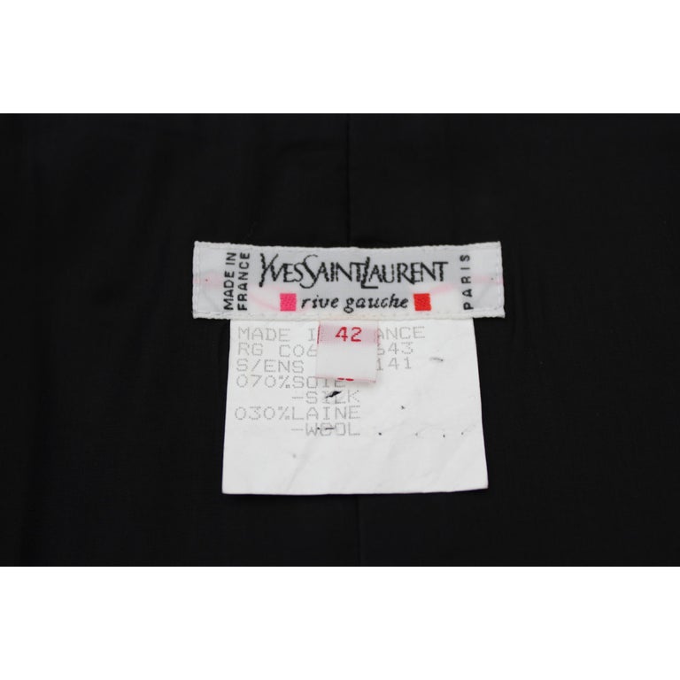 1990s Yves Saint Laurent Rive Gauce Black Silk Wool Pencil Skirt  For Sale 3