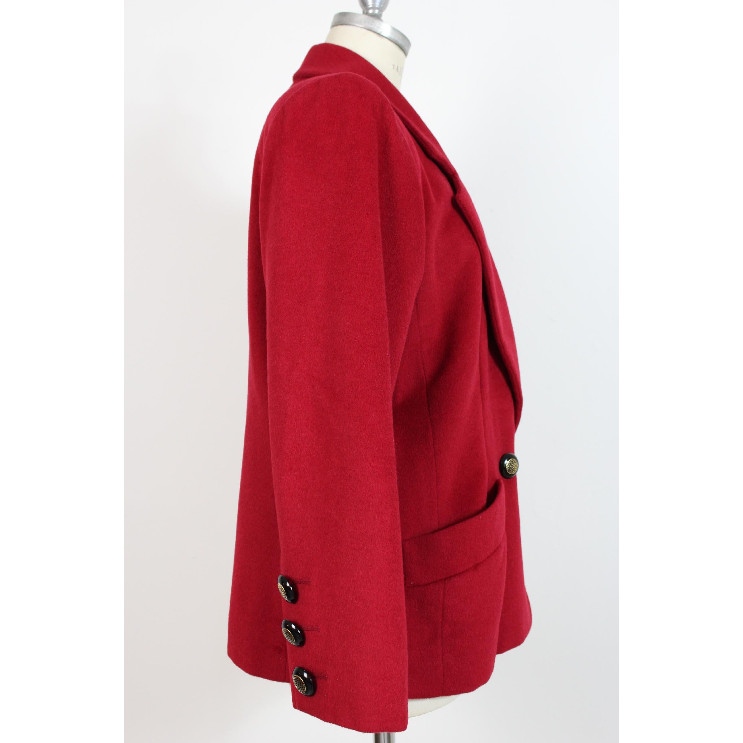 Women's 1990s Yves Saint Laurent Rive Gauce Double Breasted Cashmere Angora Red Jacket