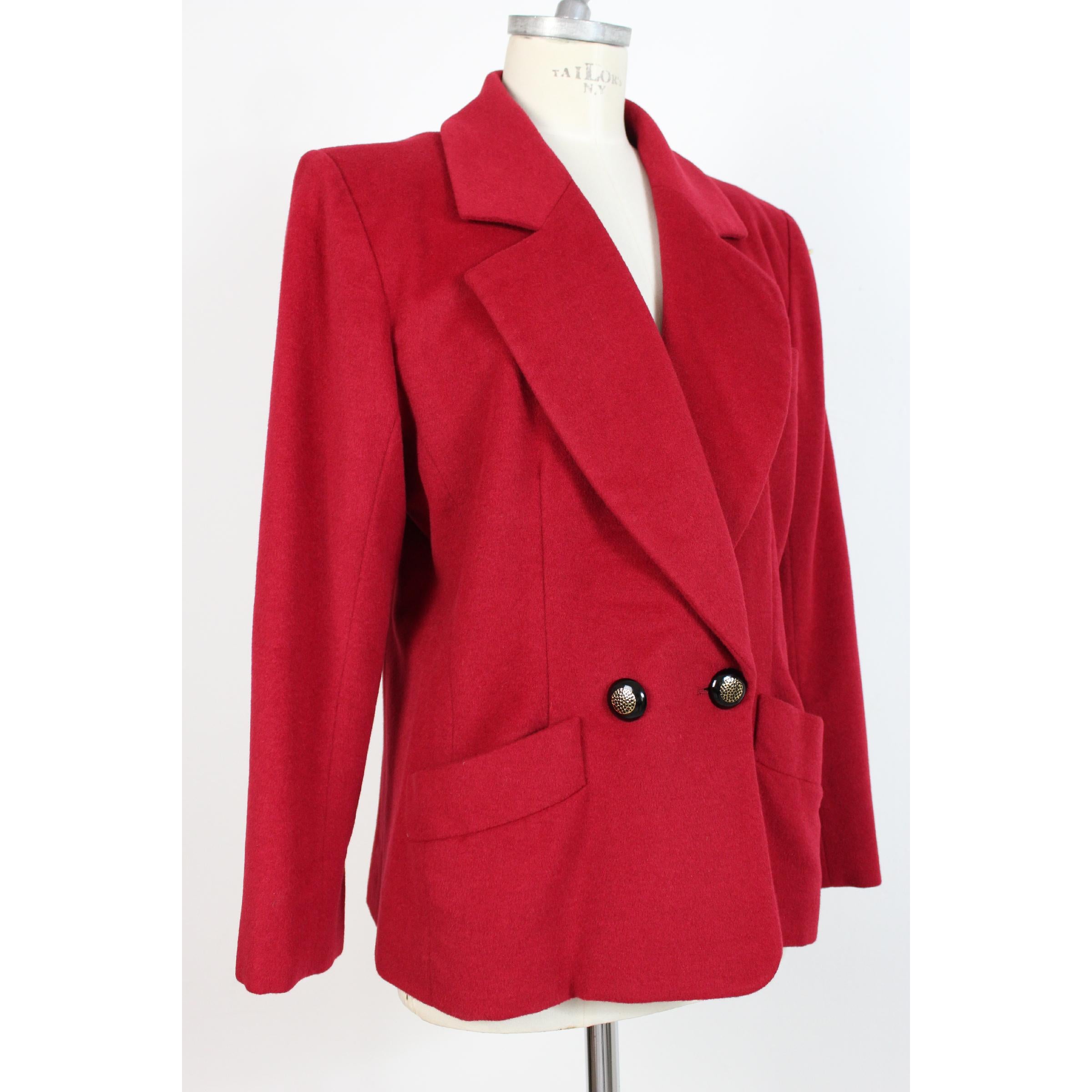 1990s Yves Saint Laurent Rive Gauce Double Breasted Cashmere Angora Red Jacket 1