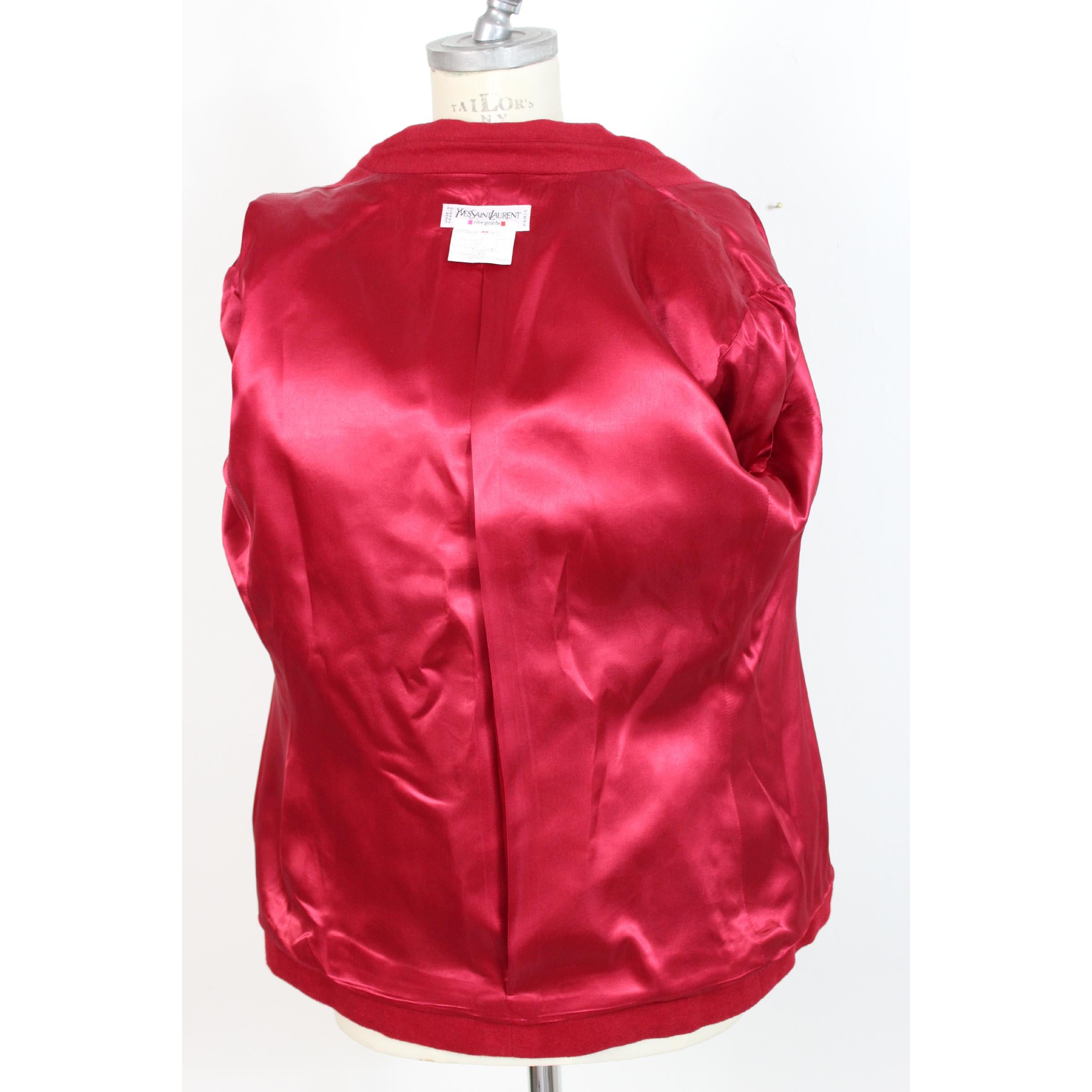 1990s Yves Saint Laurent Rive Gauce Double Breasted Cashmere Angora Red Jacket 4