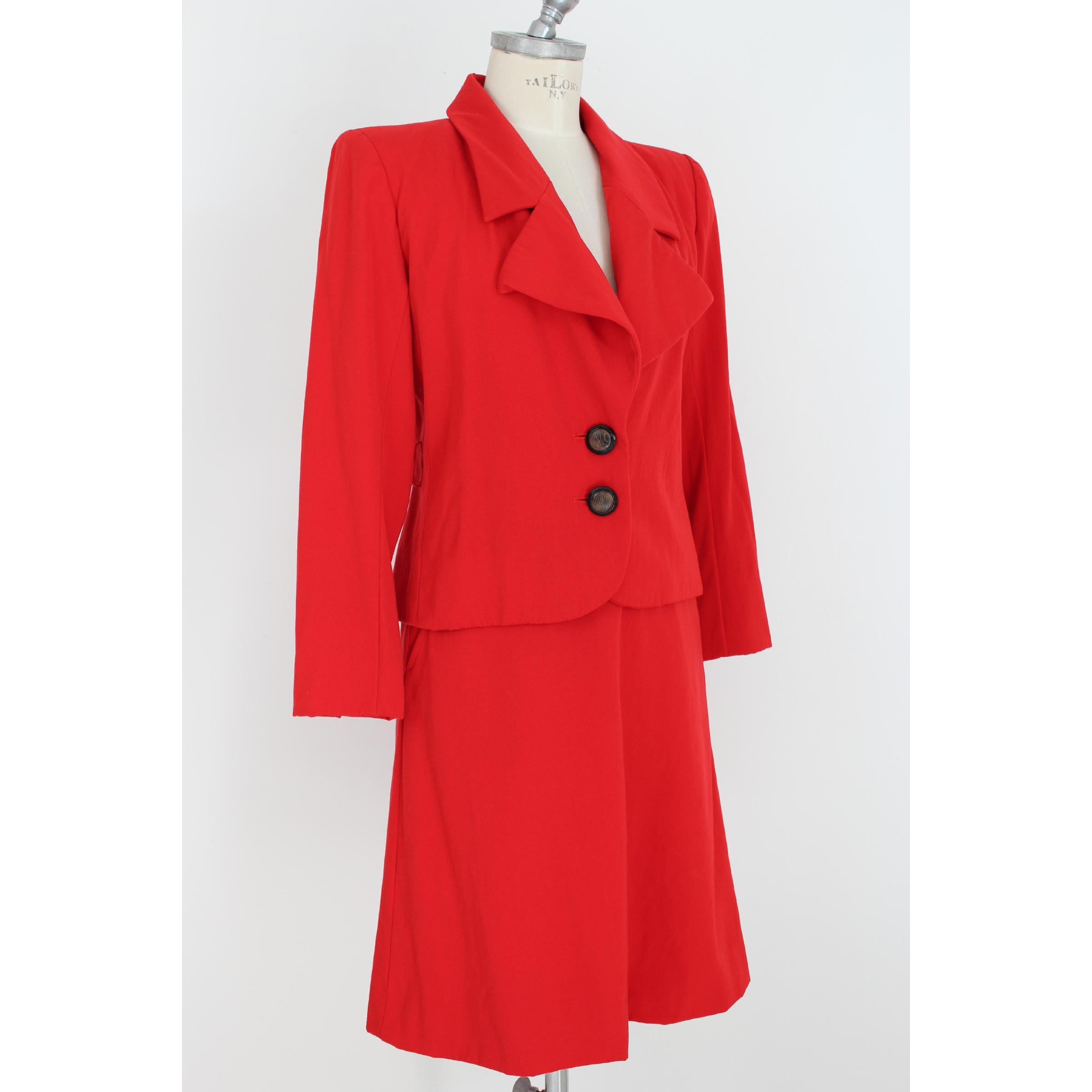 1990s Yves Saint Laurent Rive Gauce Red Wool Skirt Suit Formal Evening Dress In Good Condition In Brindisi, Bt