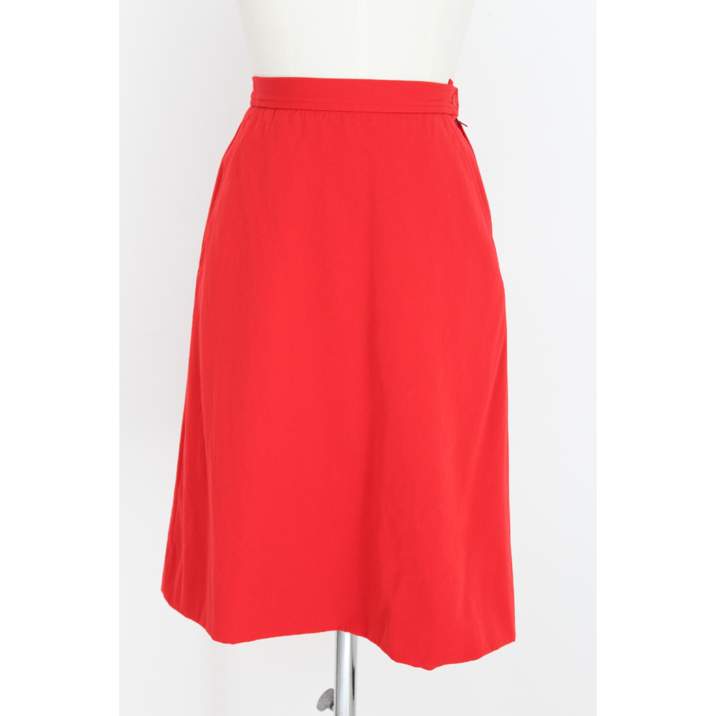 Women's 1990s Yves Saint Laurent Rive Gauce Red Wool Skirt Suit Formal Evening Dress