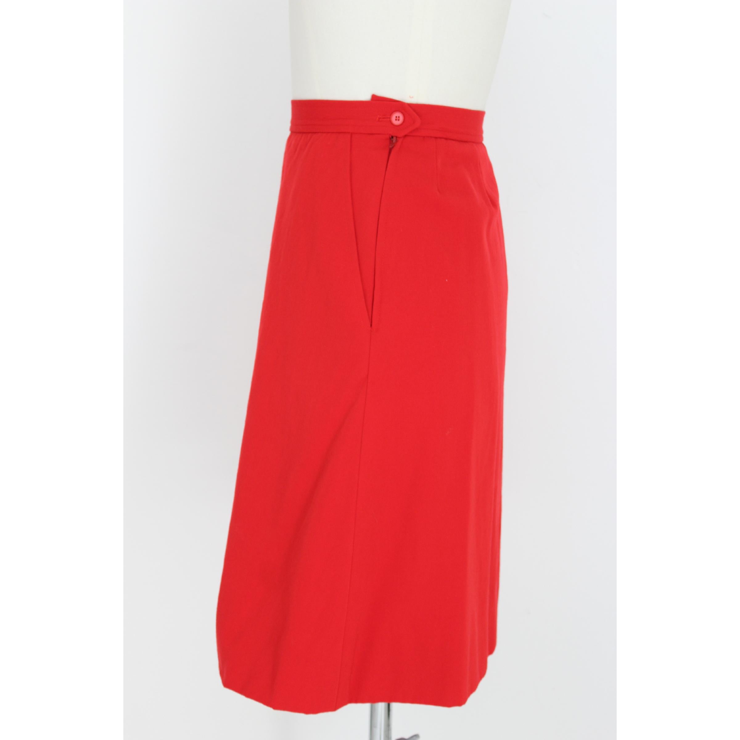 1990s Yves Saint Laurent Rive Gauce Red Wool Skirt Suit Formal Evening Dress 1
