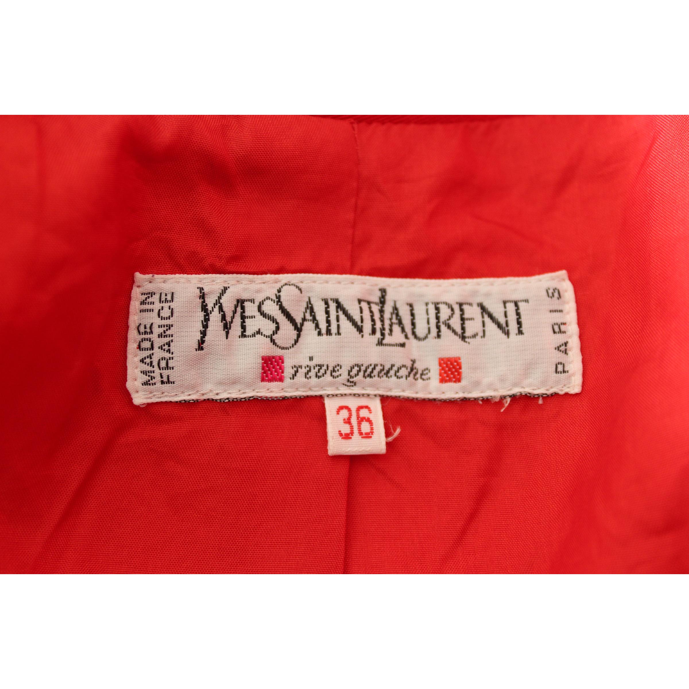 1990s Yves Saint Laurent Rive Gauce Red Wool Skirt Suit Formal Evening Dress 3
