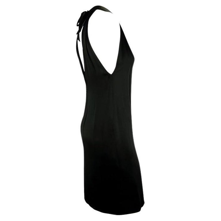 1990s Yves Saint Laurent Rive Gauche Black Satin Bow Sleeveless Dress ...