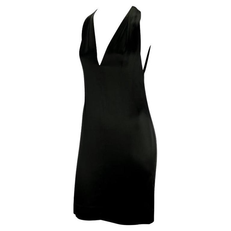 1990s Yves Saint Laurent Rive Gauche Black Satin Bow Sleeveless Dress ...