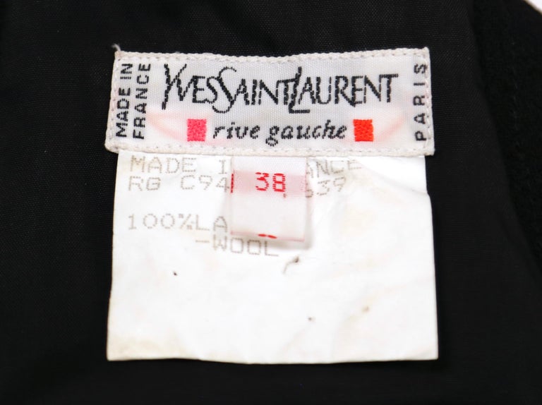 1990's YVES SAINT LAURENT rive gauche black wool dress with lace up back For Sale 1