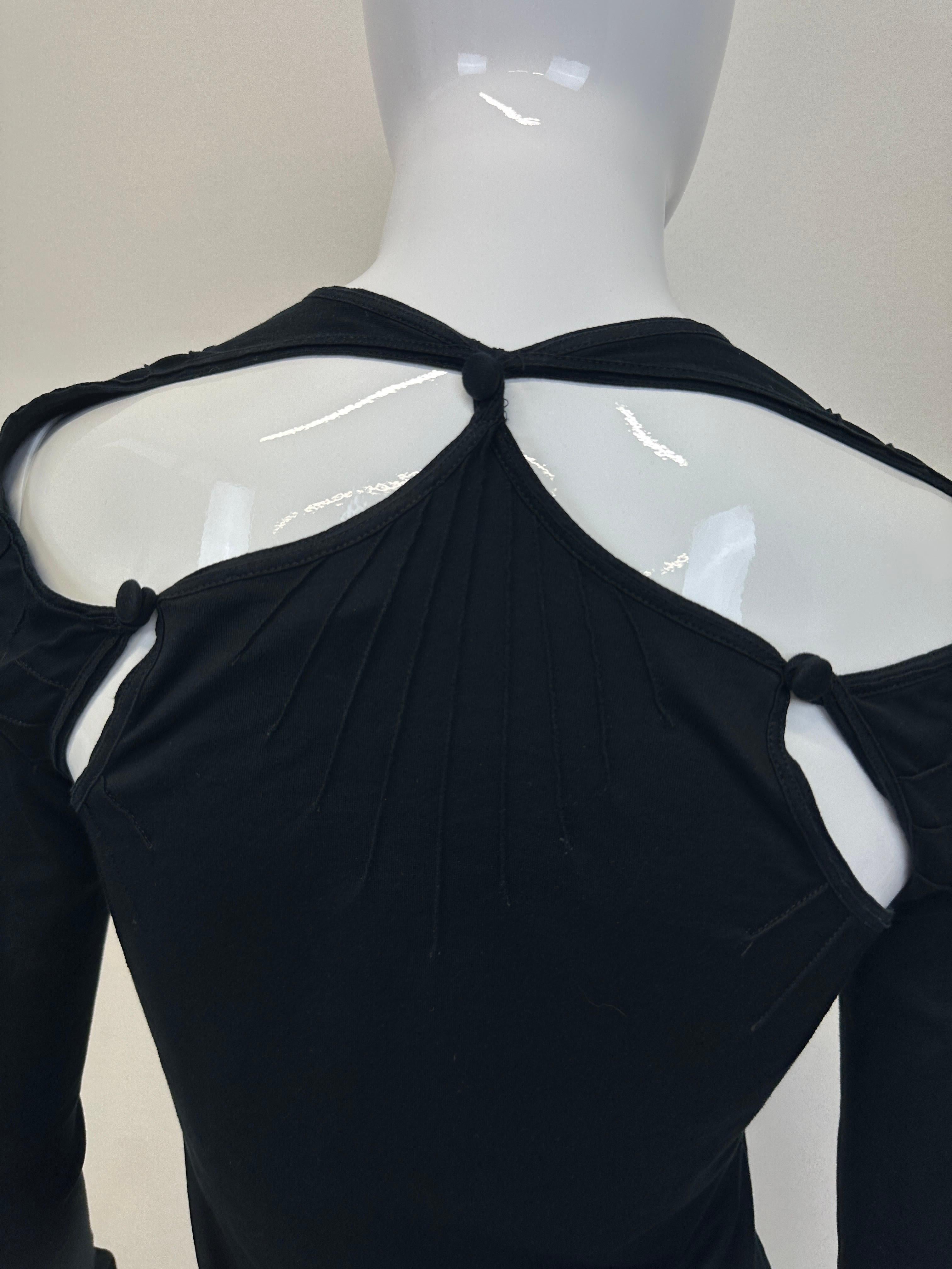 1990s Yves Saint Laurent Rive Gauche cut-out long sleeve top by Tom Ford In Good Condition For Sale In Padova, IT