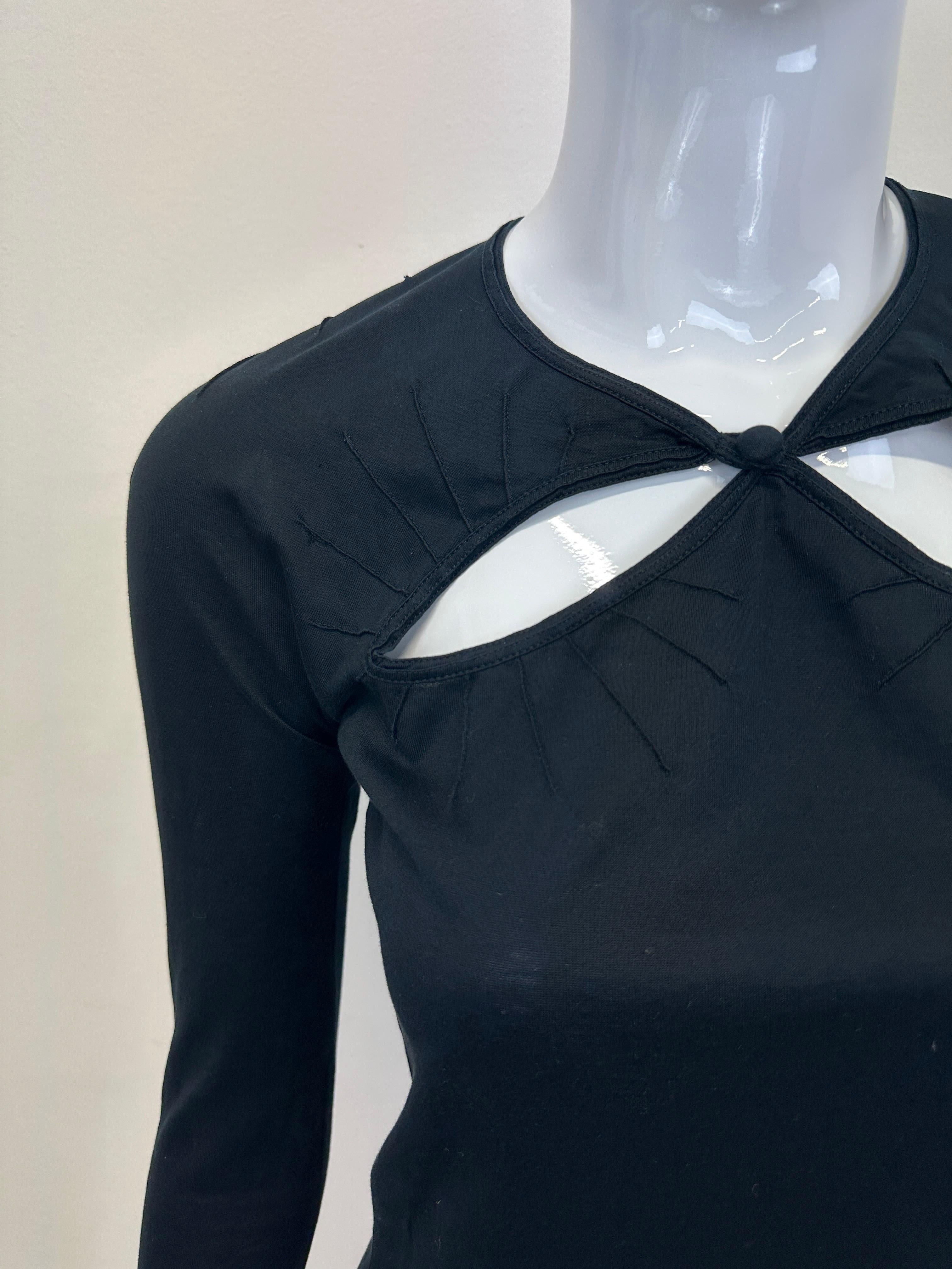 Women's 1990s Yves Saint Laurent Rive Gauche cut-out long sleeve top by Tom Ford For Sale