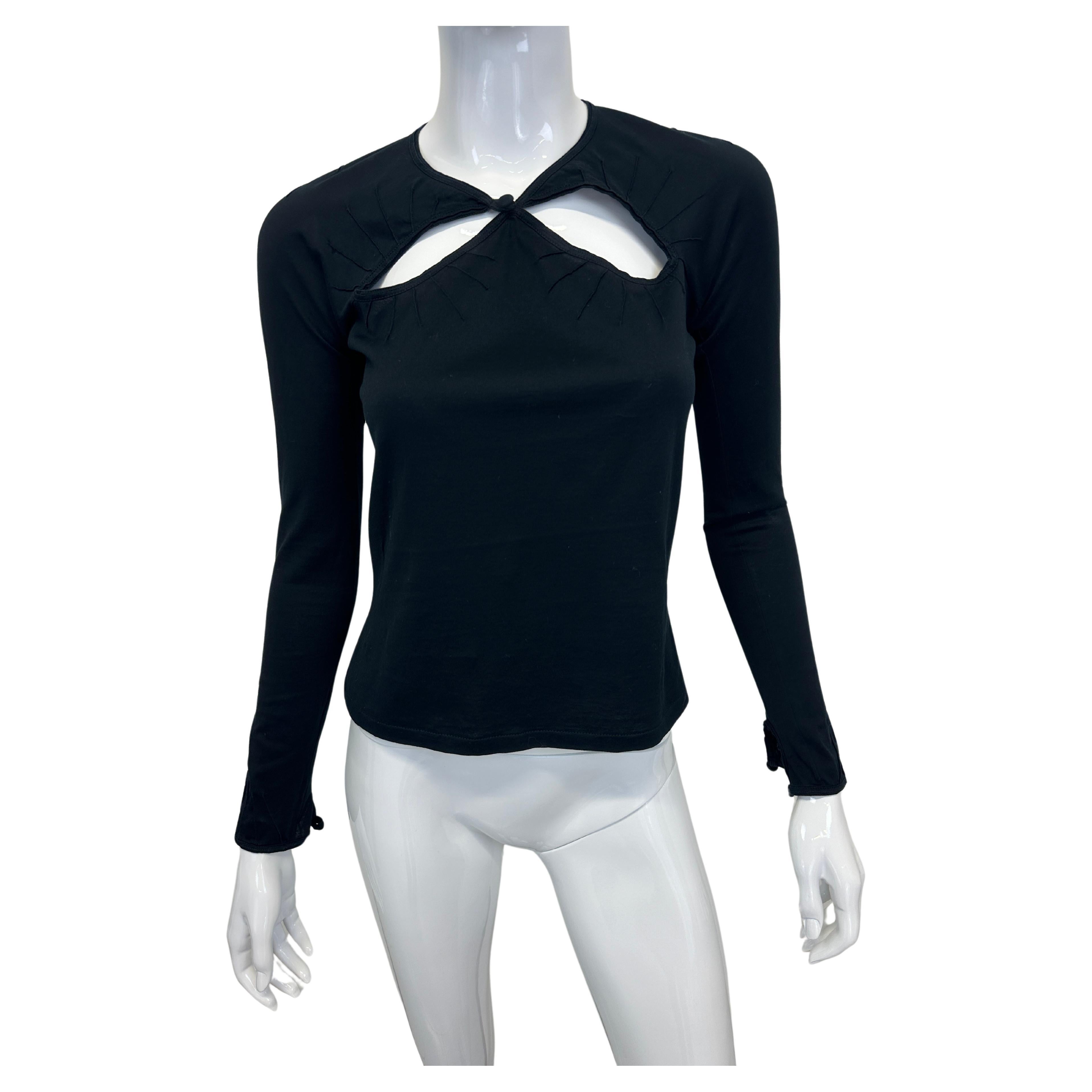 1990s Yves Saint Laurent Rive Gauche cut-out long sleeve top by Tom Ford For Sale