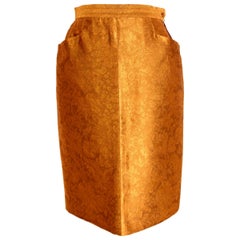 1990s Yves Saint Laurent Rive Gauche Gold Damask Vintage Skirt