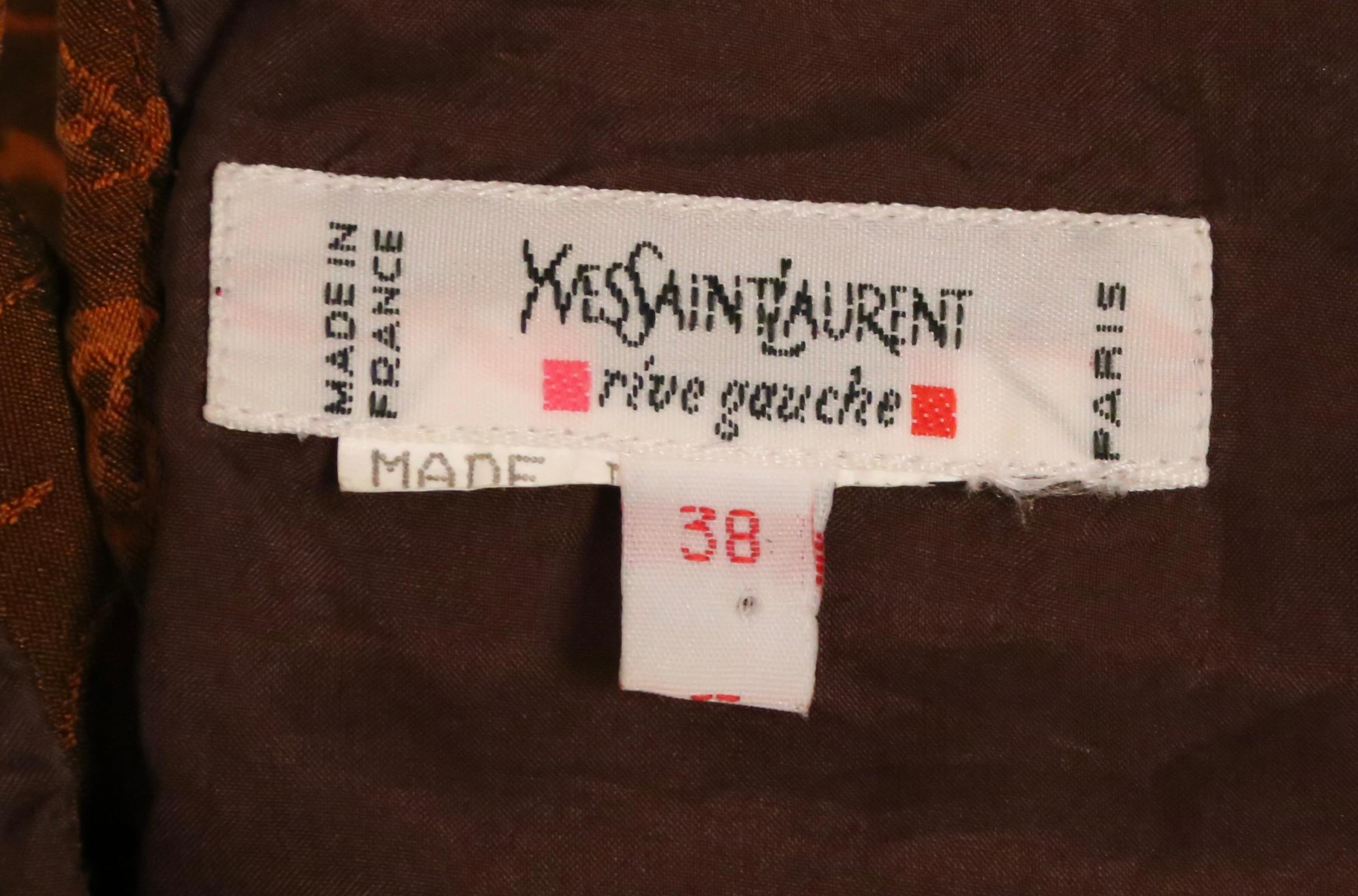 1990's YVES SAINT LAURENT rive gauche jacquard silk top with leopard motif For Sale 2
