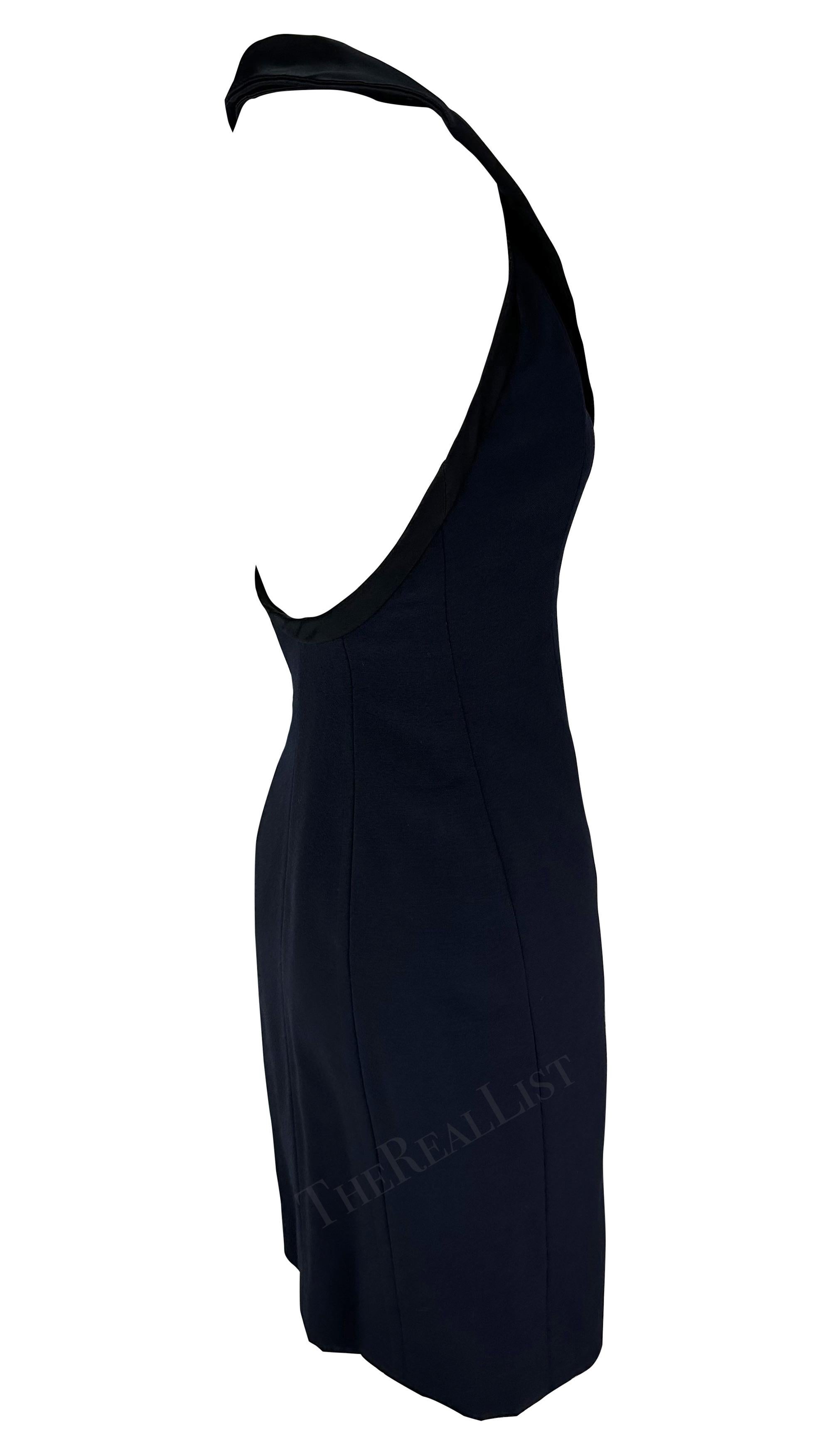 Women's 1990s Yves Saint Laurent Rive Gauche Navy Halterneck Sleeveless Mini Dress For Sale