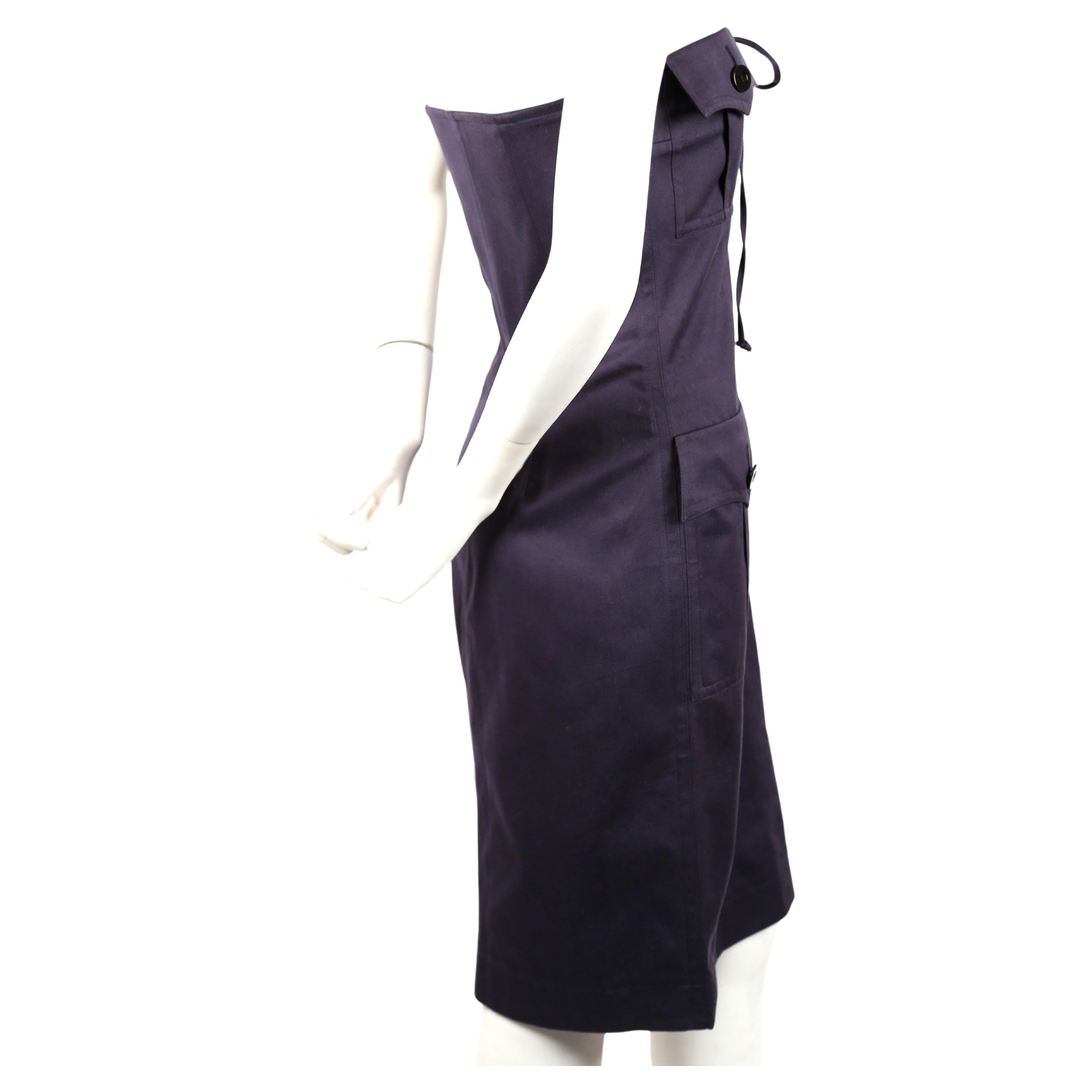 1990er Jahre YVES SAINT LAURENT rive gauche navy trägerloses Safarikleid für Damen oder Herren im Angebot