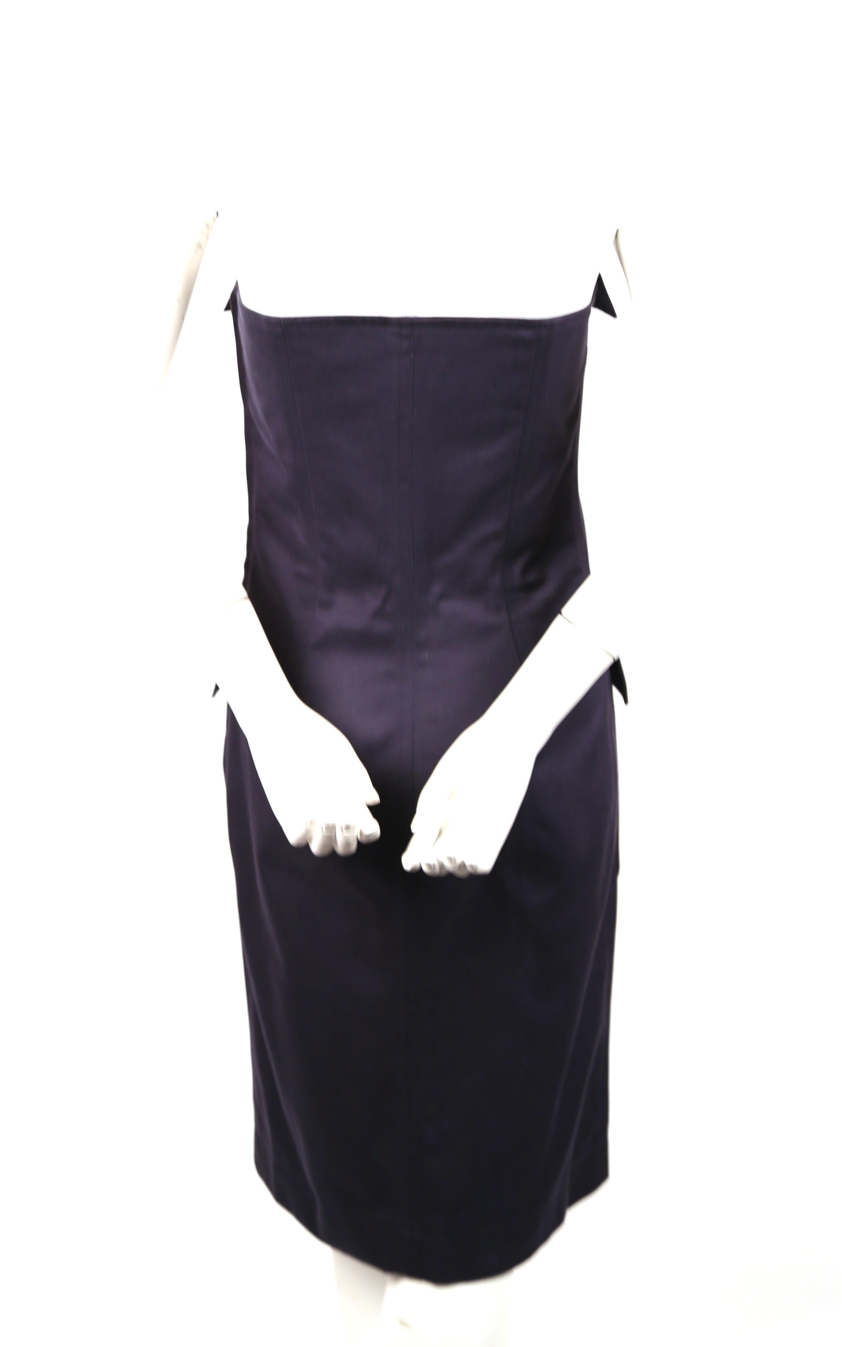 Women's or Men's 1990's YVES SAINT LAURENT rive gauche navy strapless safari dress