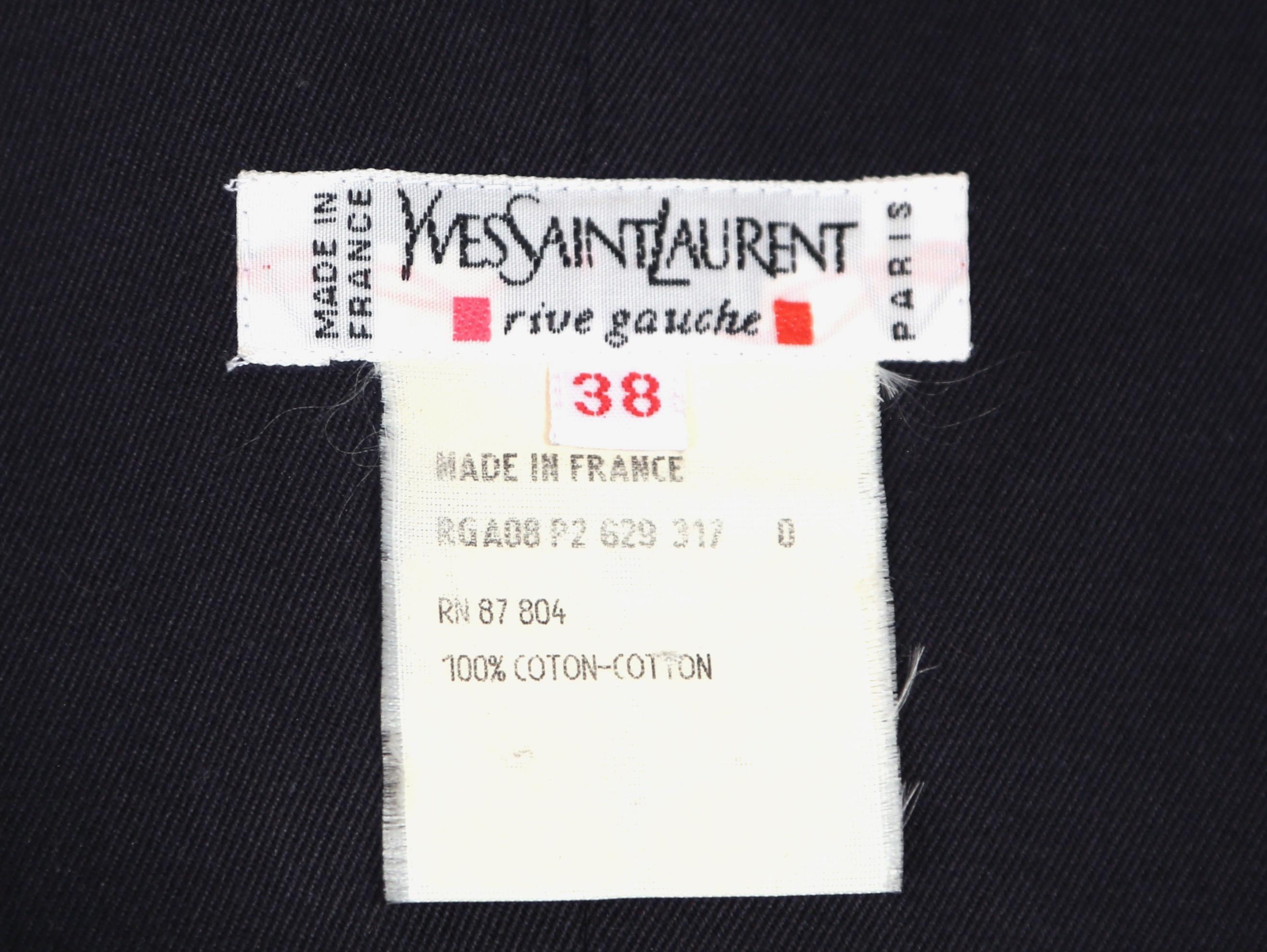 1990's YVES SAINT LAURENT rive gauche navy strapless safari dress 1