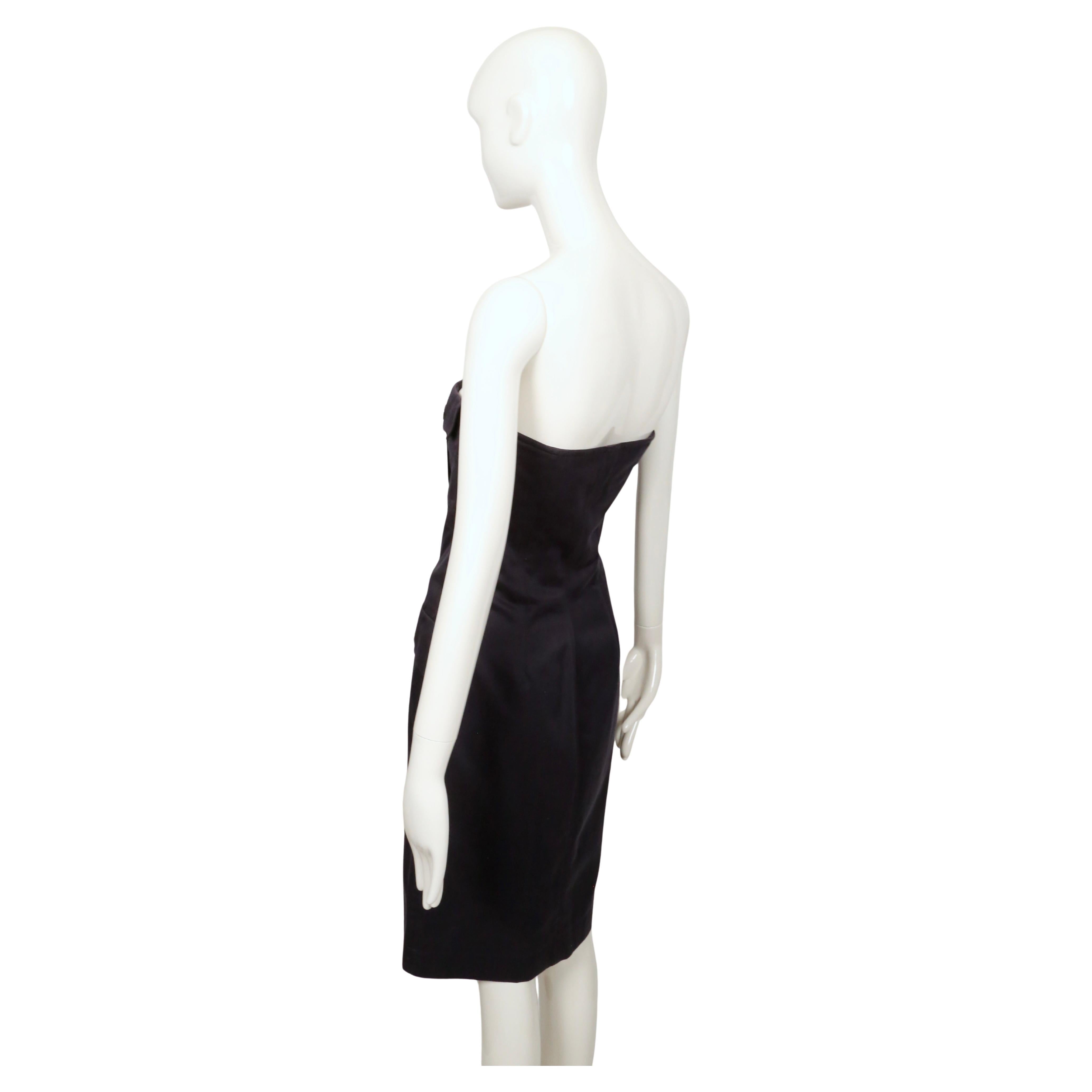1990 YVES SAINT LAURENT Rive Gauche Vestido safari azul marino sin tirantes 2