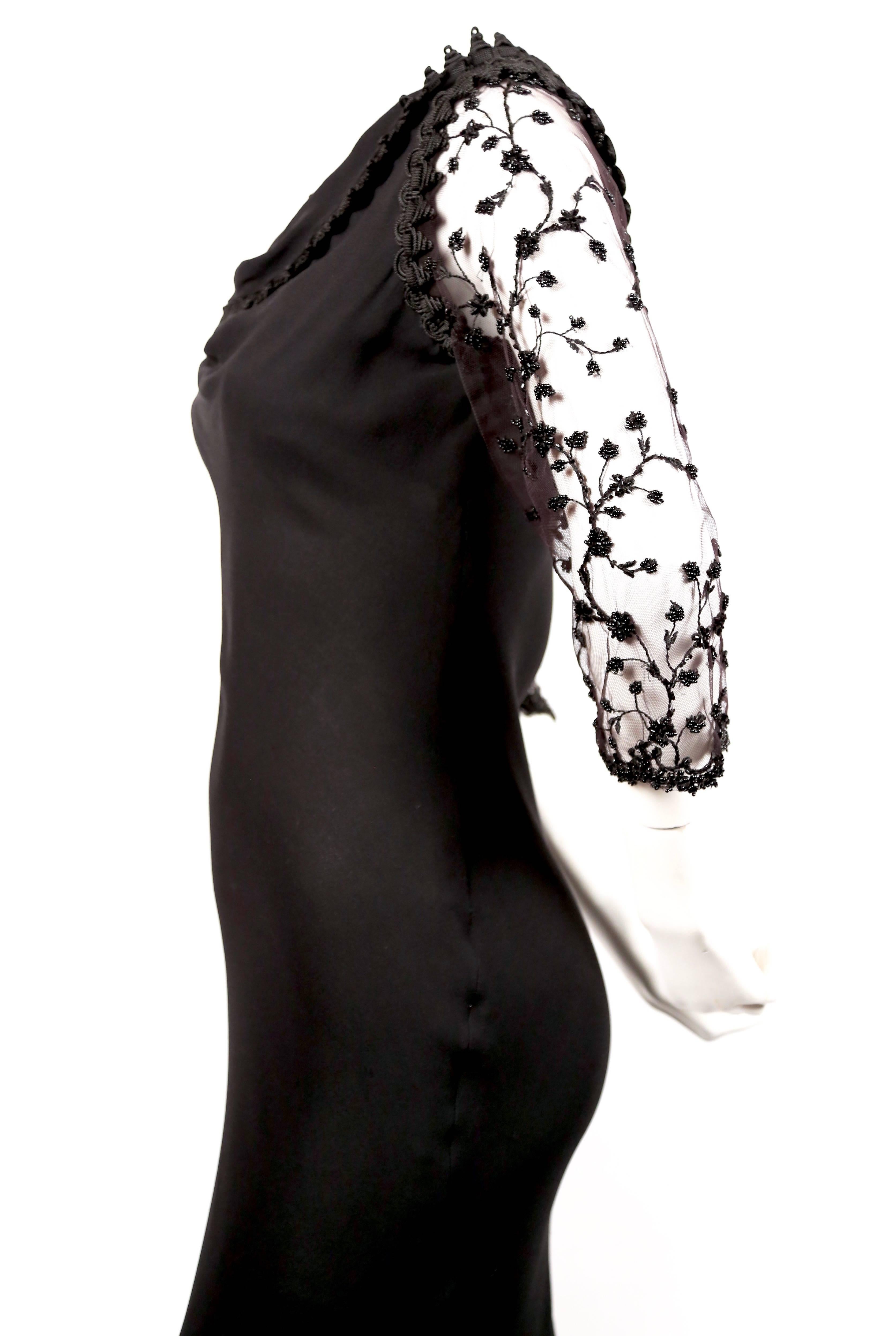 Women's or Men's 1990's YVES SAINT LAURENT silk mousseline bias cut gown with beading