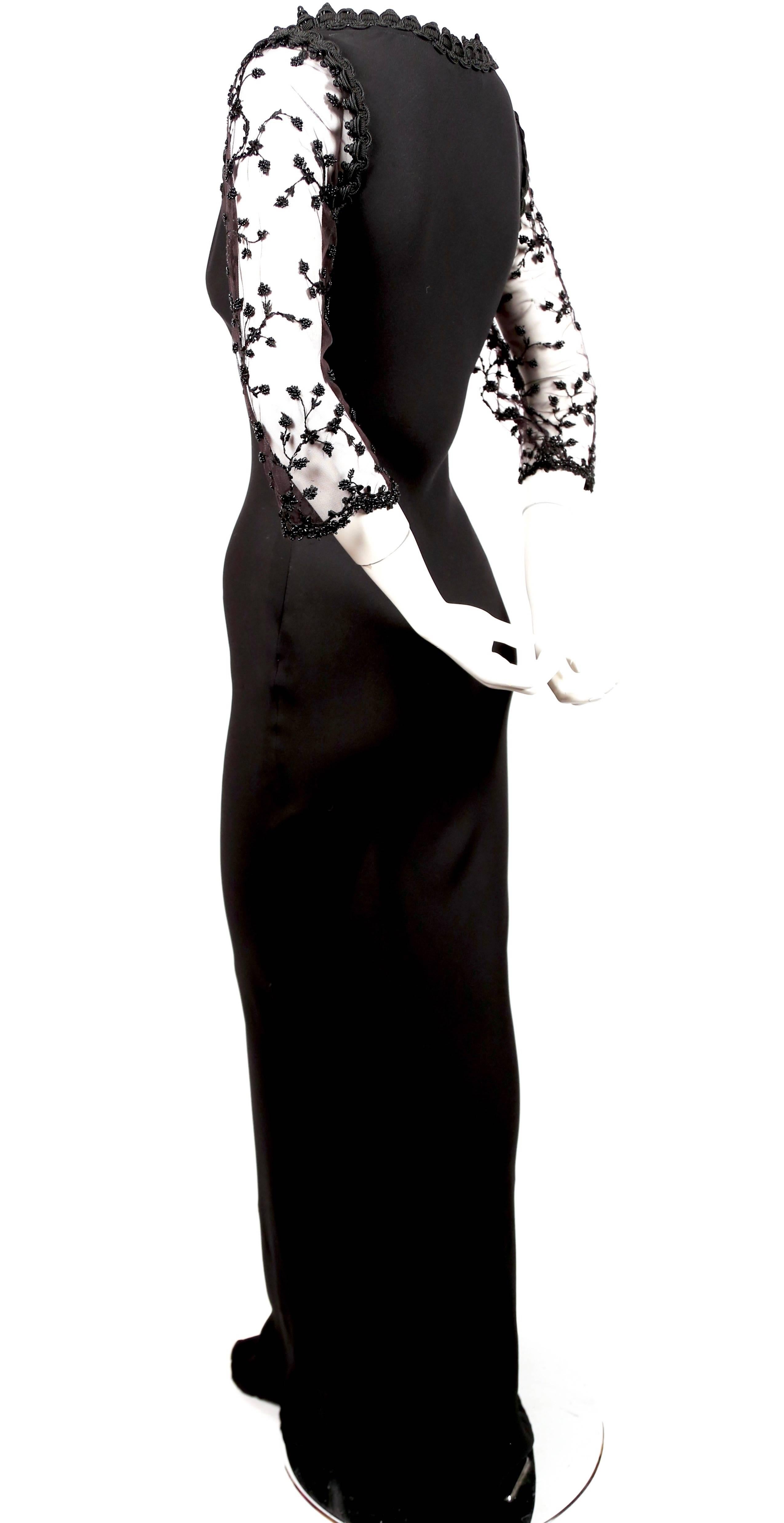 1990's YVES SAINT LAURENT silk mousseline bias cut gown with beading 1