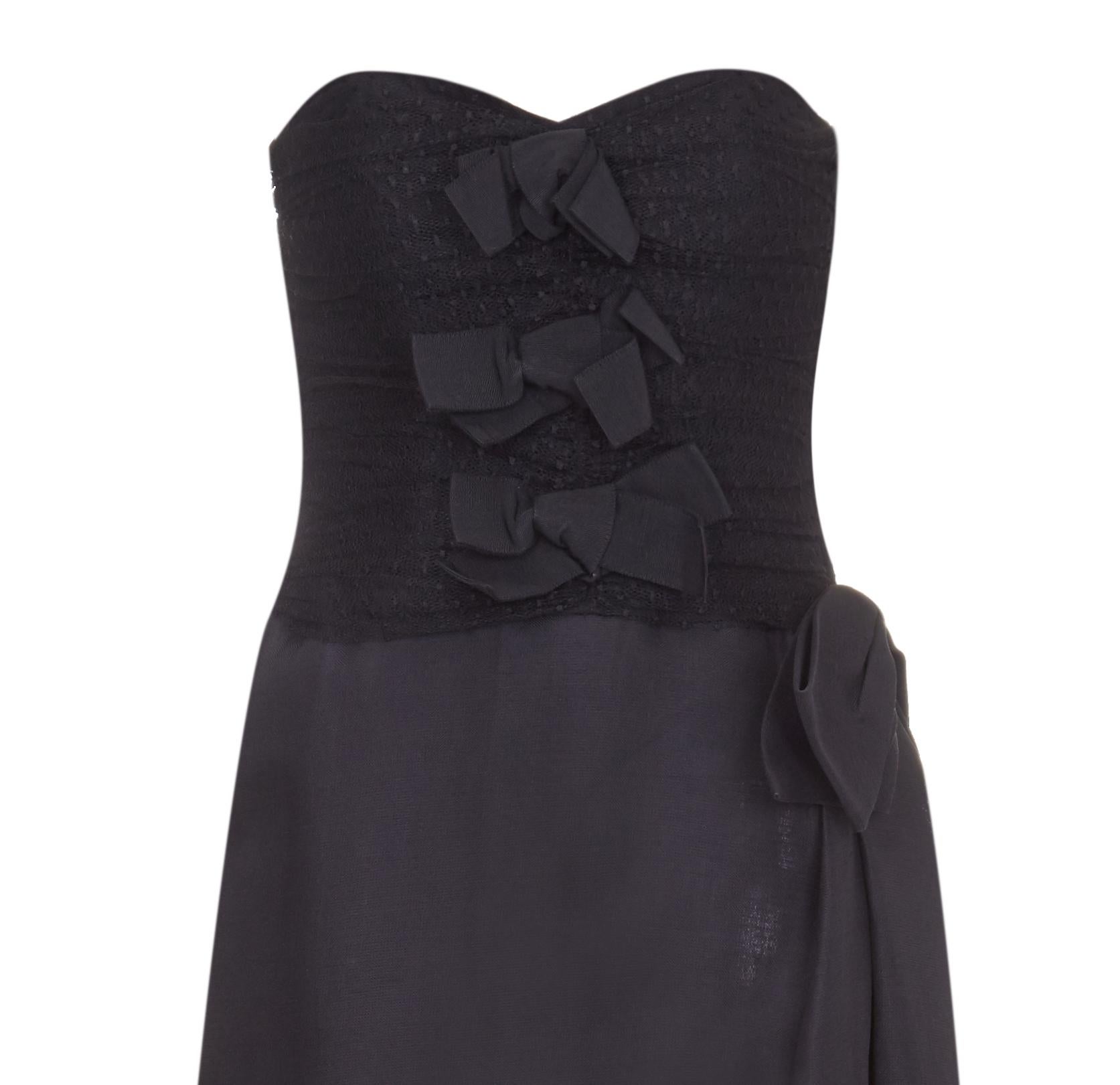 black strapless column dress