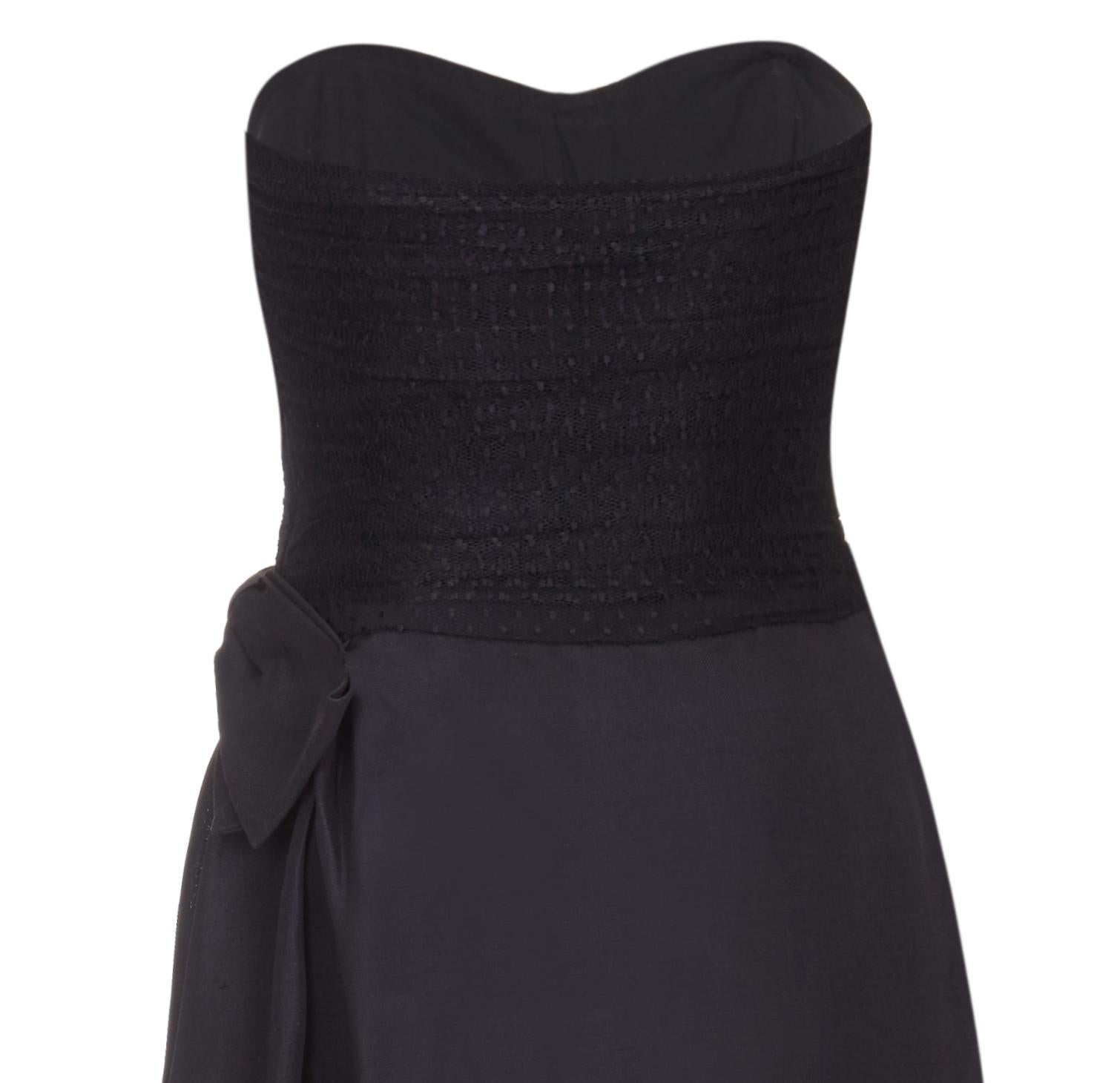 black strapless column dress