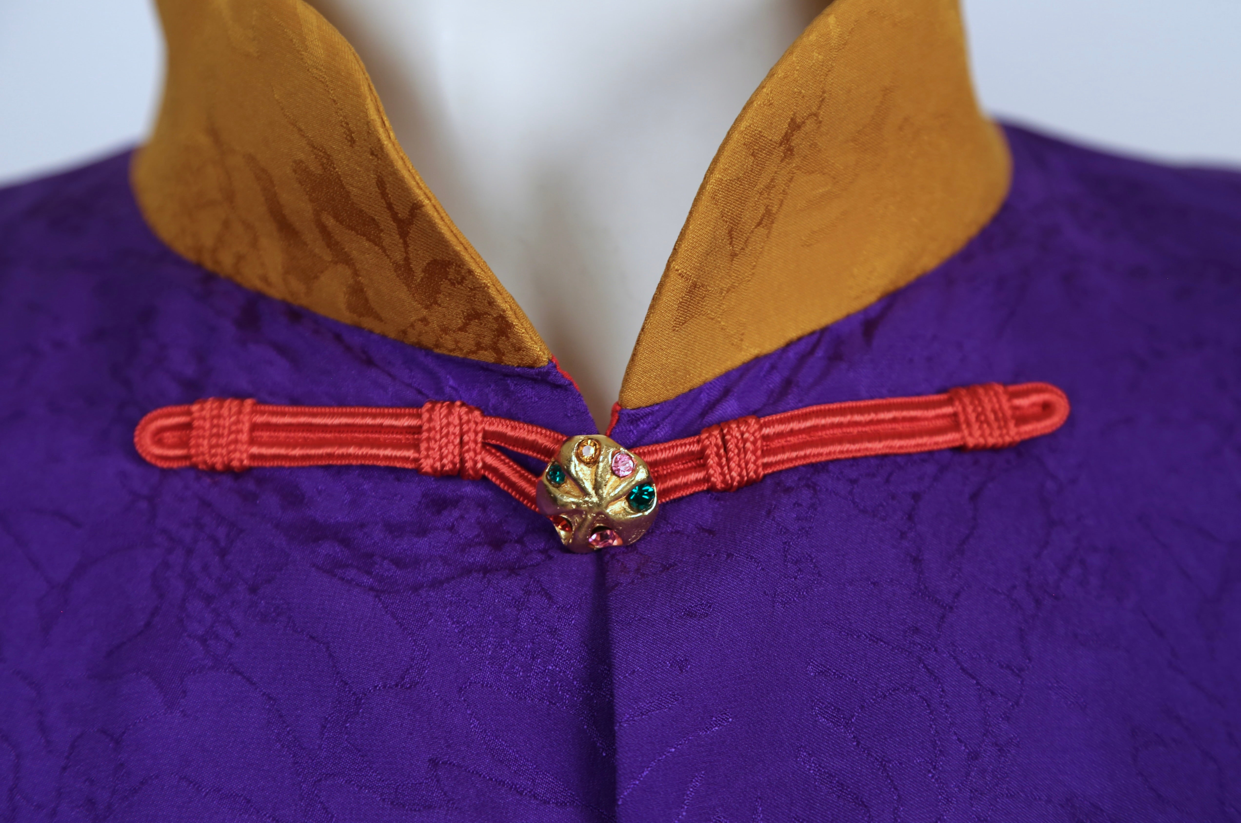 1990's YVES SAINT LAURENT vivid silk Cheongsam style jacket 6