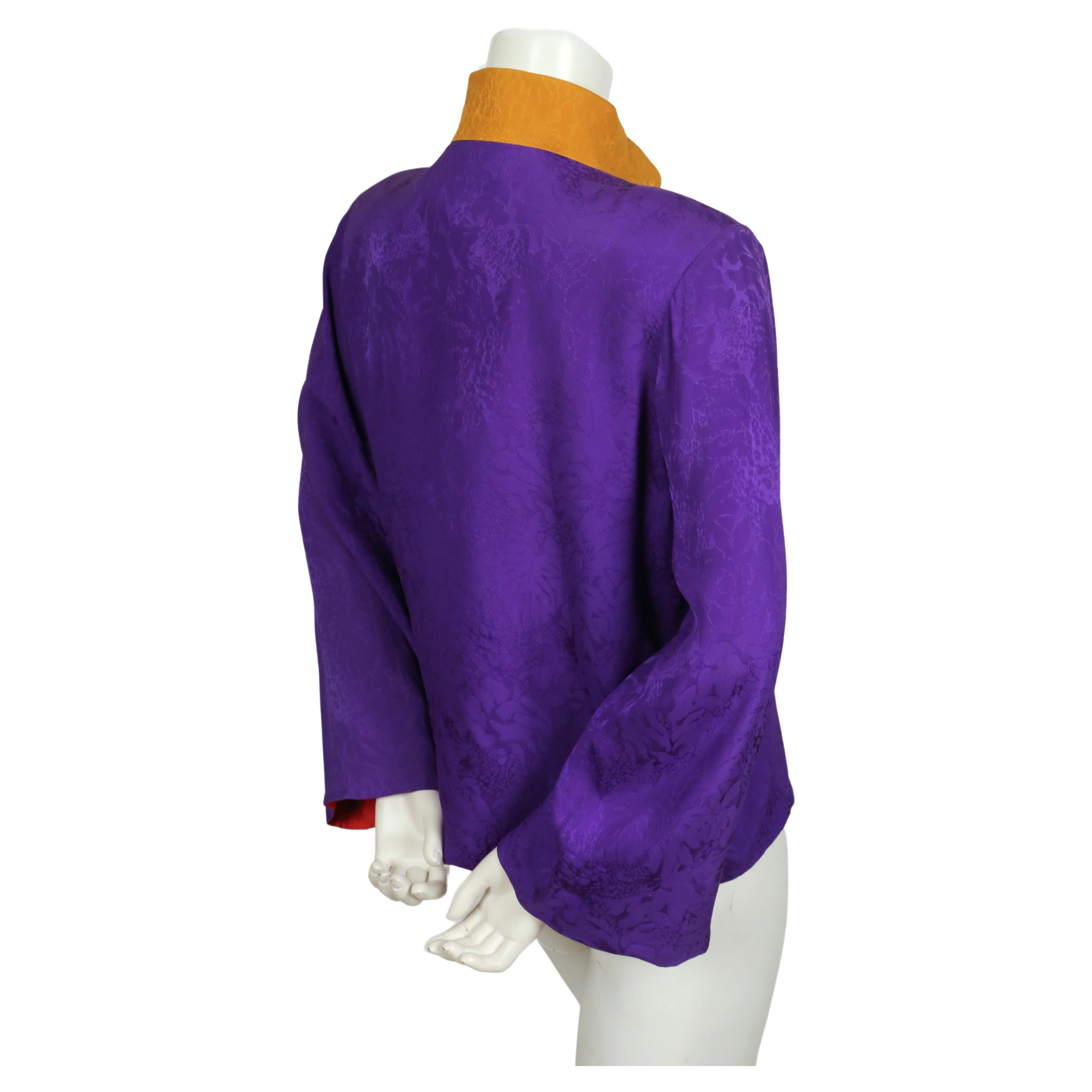 1990's YVES SAINT LAURENT vivid silk Cheongsam style jacket  1