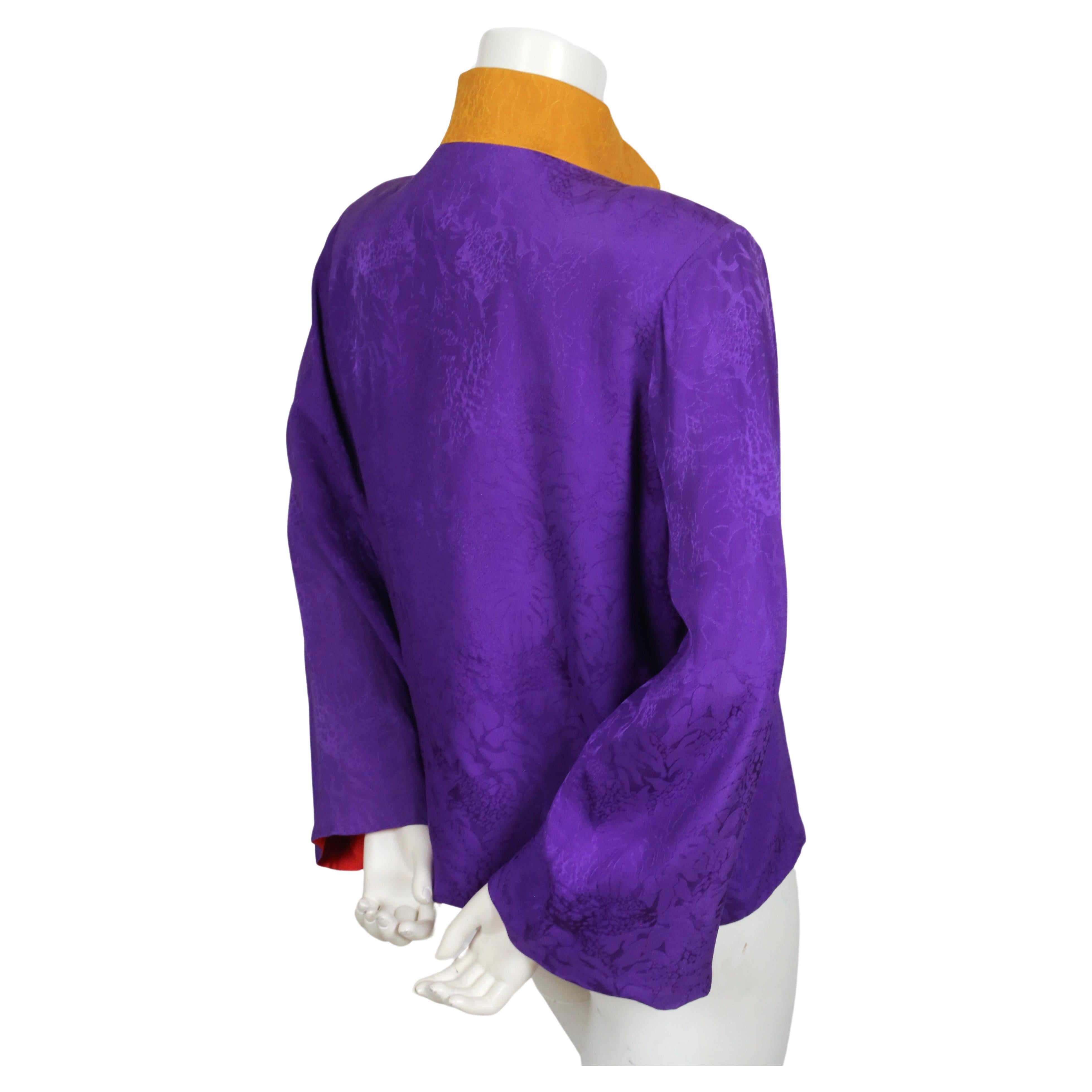1990's YVES SAINT LAURENT vivid silk Cheongsam style jacket 2