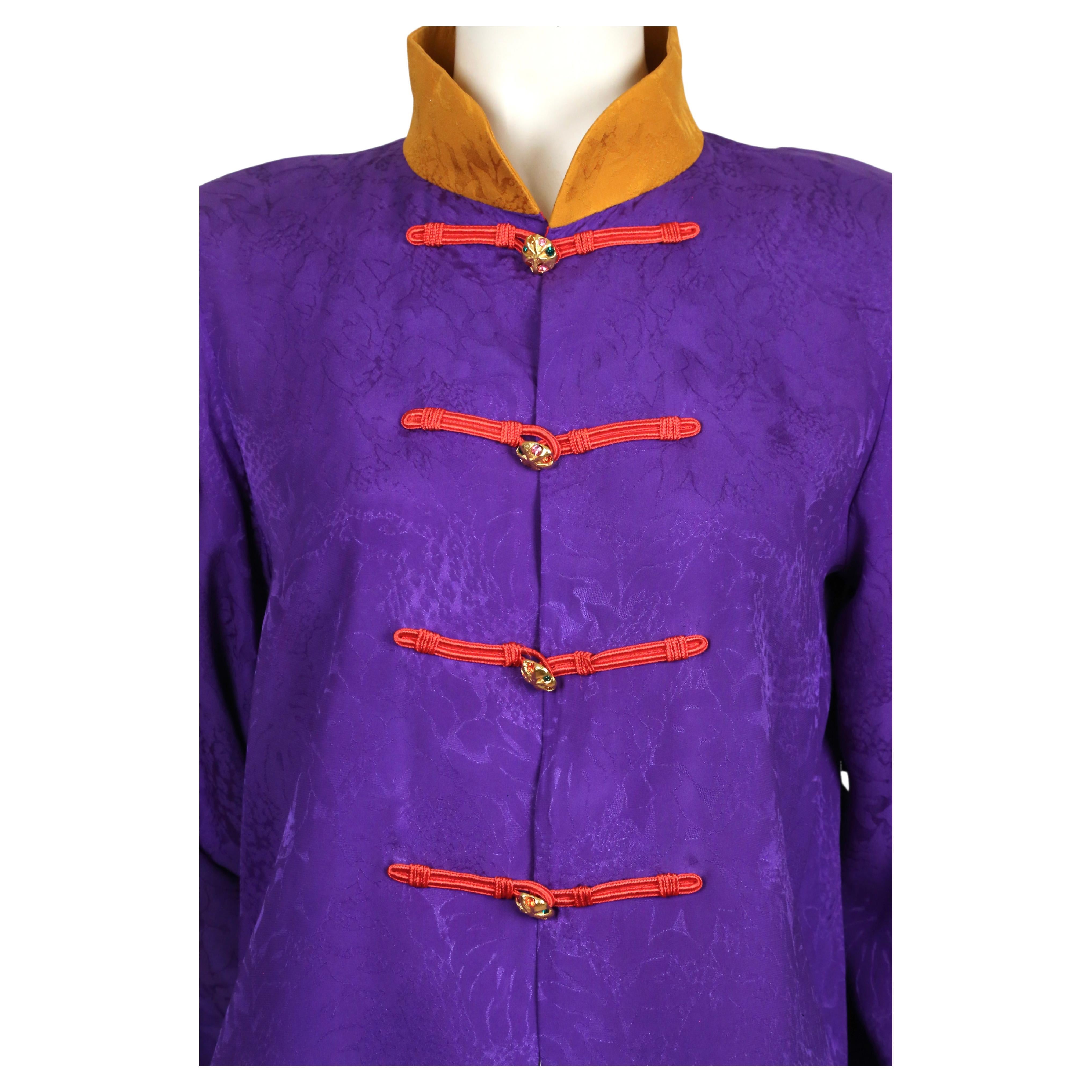 1990's YVES SAINT LAURENT vivid silk Cheongsam style jacket 5