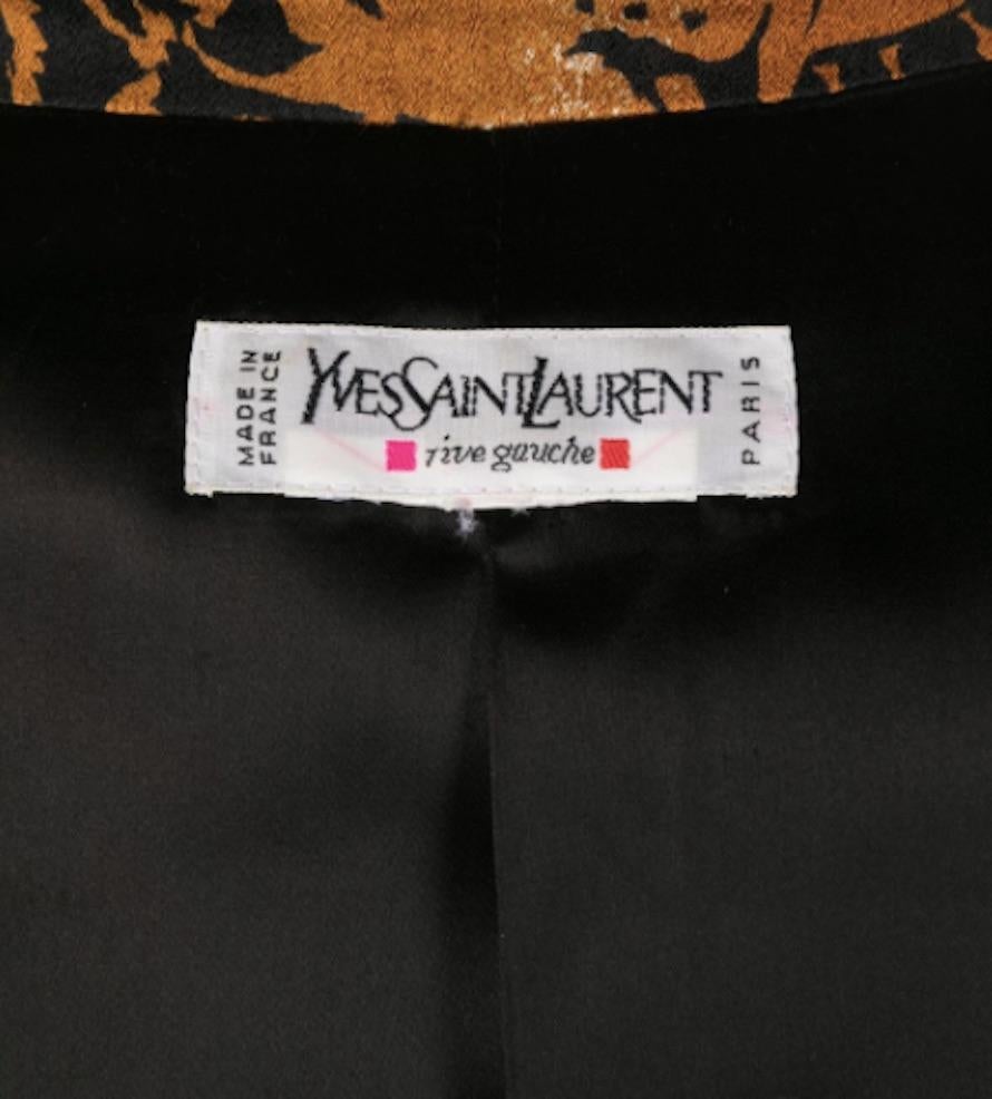 1990s Yves Saint Laurent YSL Animal Print Silk Jacket For Sale 2