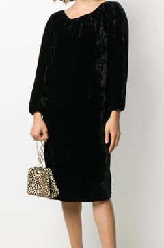 1990s Yves Saint Laurent YSL Silk Velvet Dress