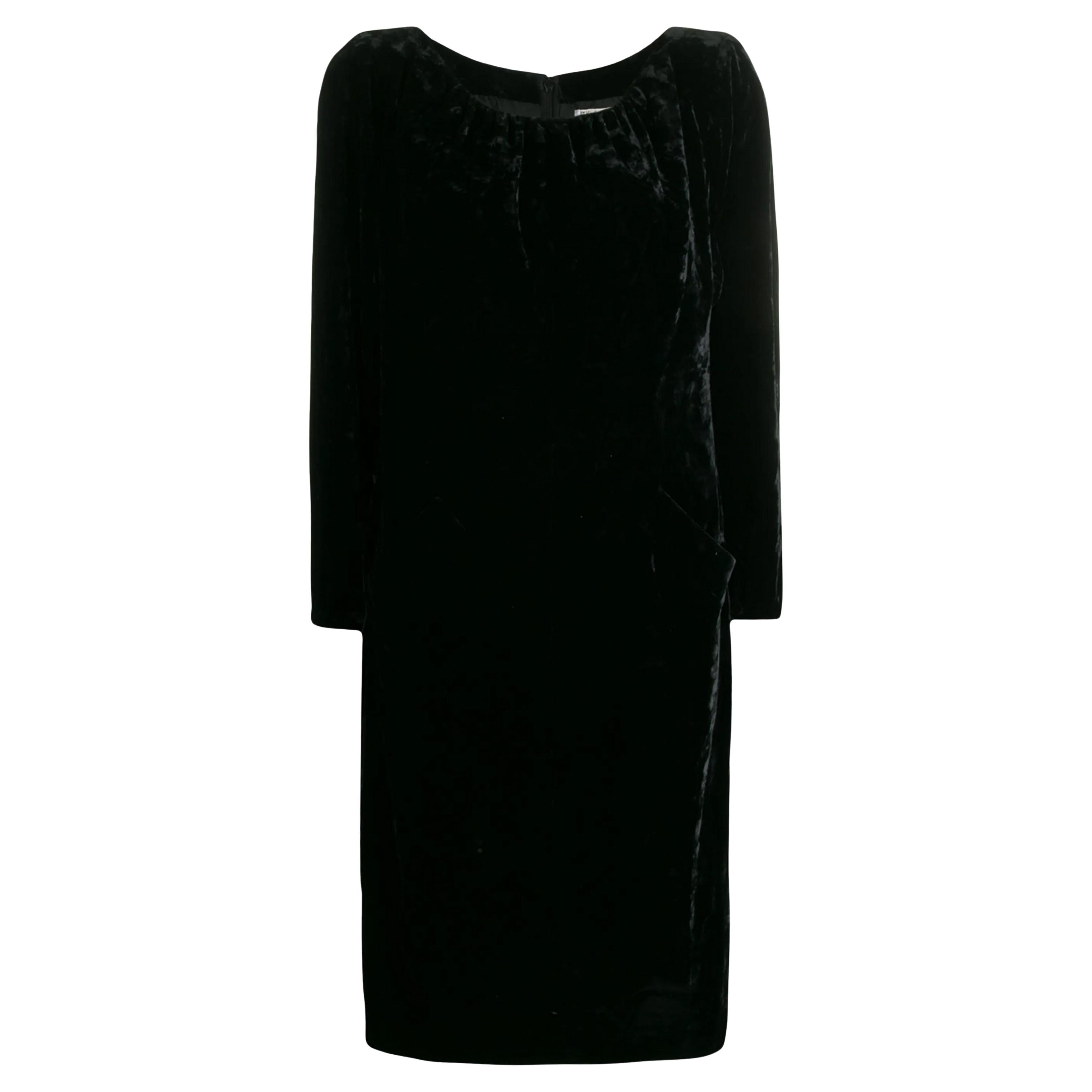 1990s Yves Saint Laurent YSL Silk Velvet Dress