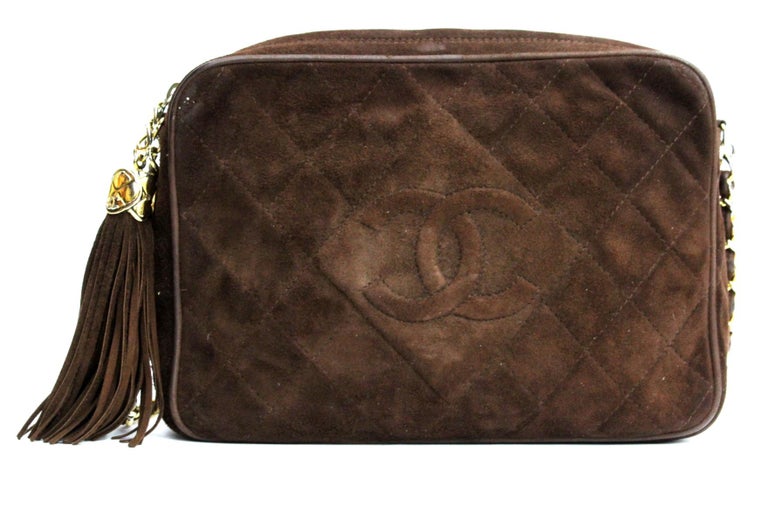1991/1994 Chanel Brown Suede Camera Bag at 1stDibs