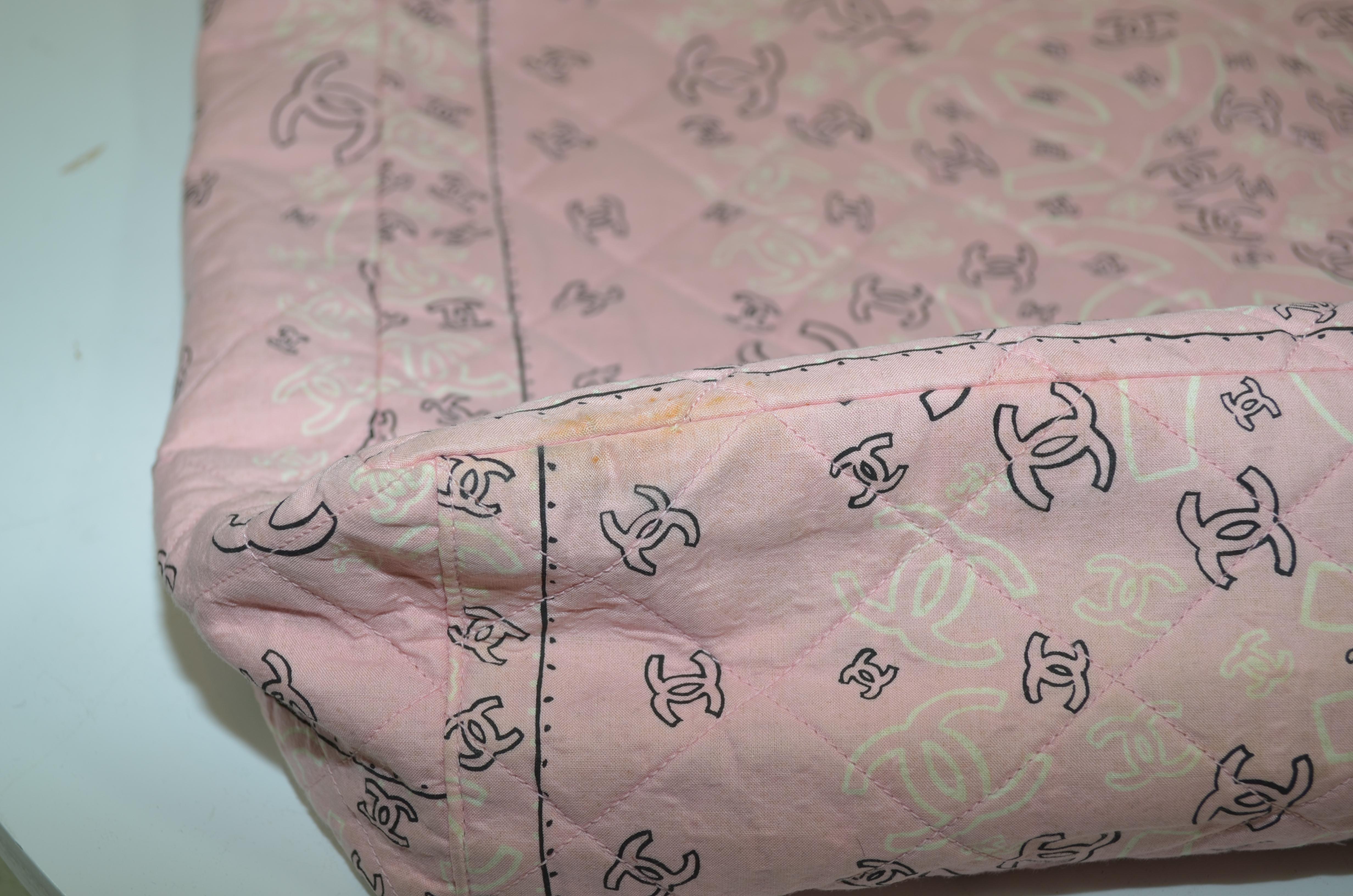 1991-1994 RARE Chanel Vintage Pink Bandana Print XL Tote 12