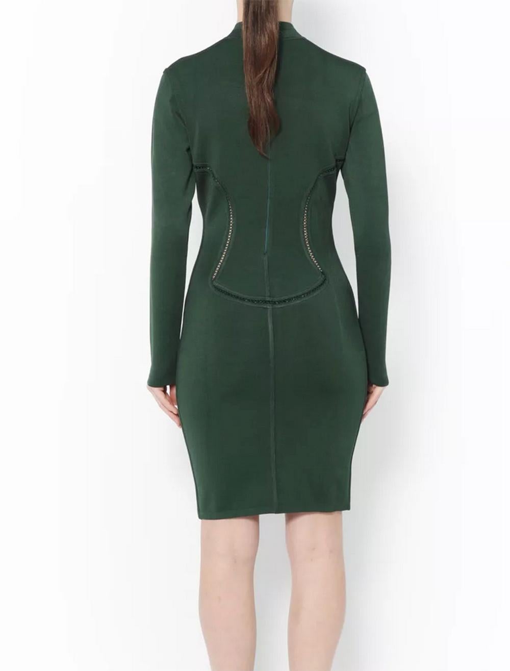 1991 Alaia Bodycon-Strick-Kleid in Grün (Schwarz) im Angebot